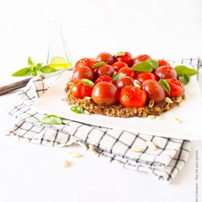 Tarte aux tomates cerises et flocons avoine-sarrasin sans gluten