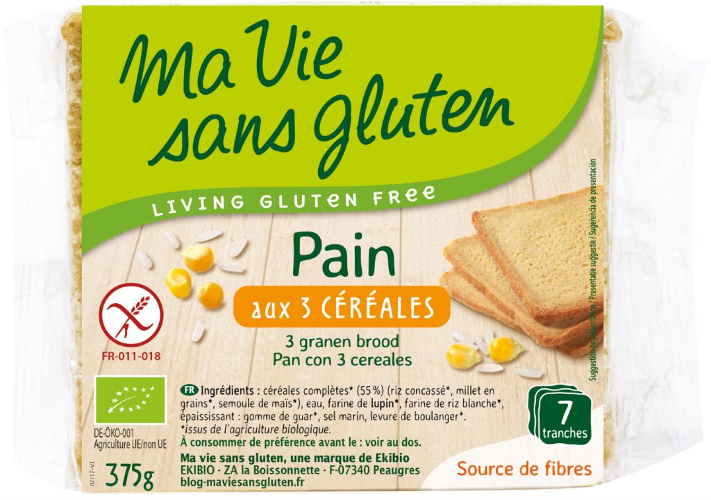 Ma vie sans gluten Pain Pain bio aux 3 céréales 375 g Ma Vie Sans Gluten