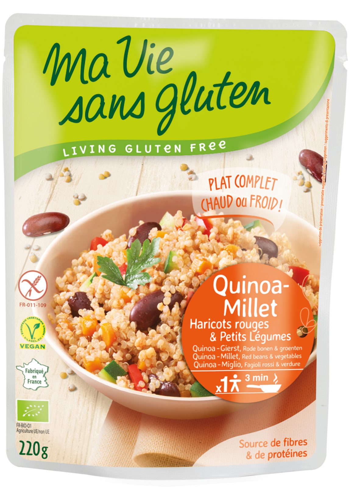 Ma vie sans gluten - Cuisinés express - Quinoa-Millet haricots rouges et petits légumes 220 g