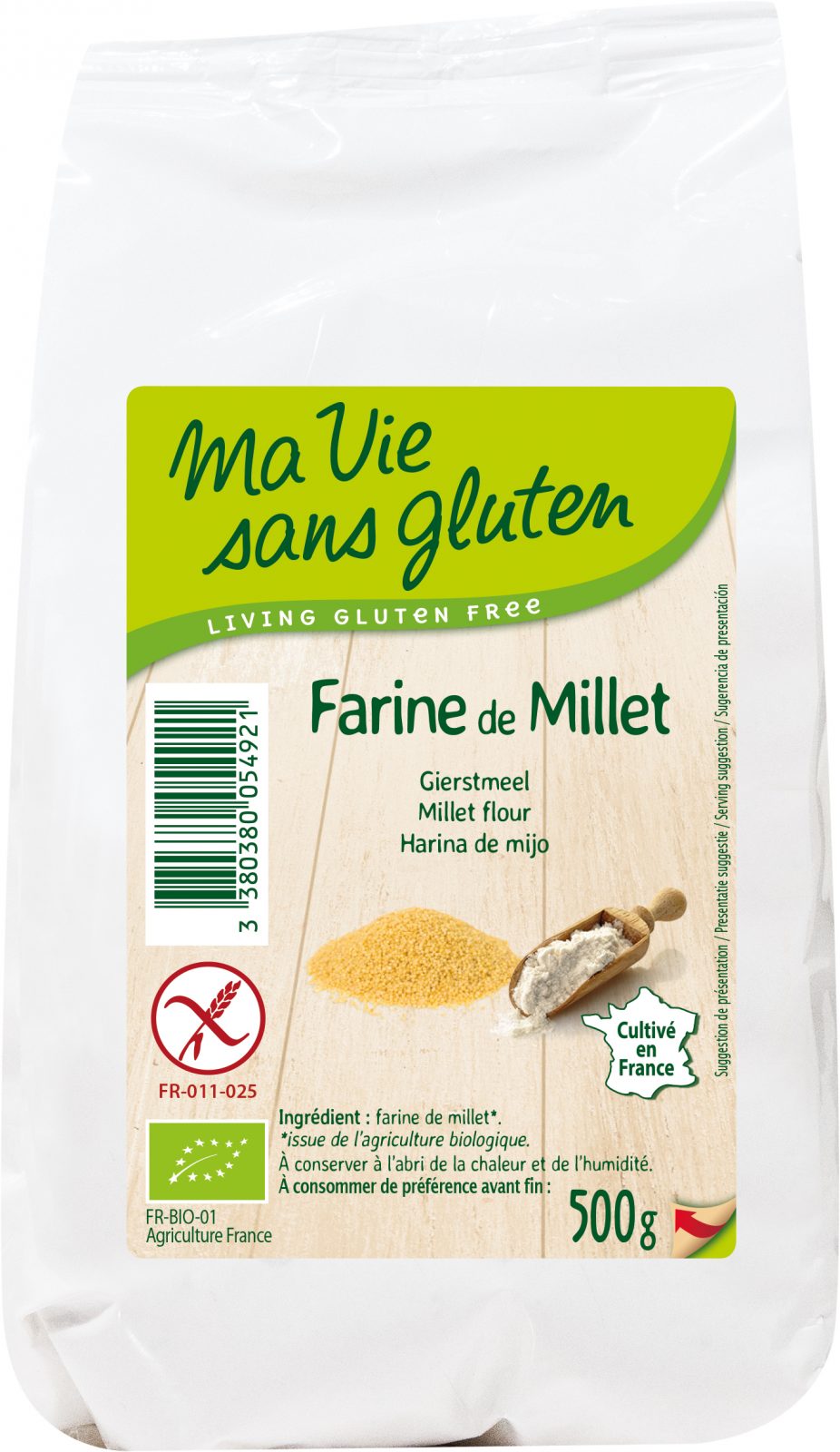 Ma vie sans gluten - Farines sans gluten - Farine de millet 500 g