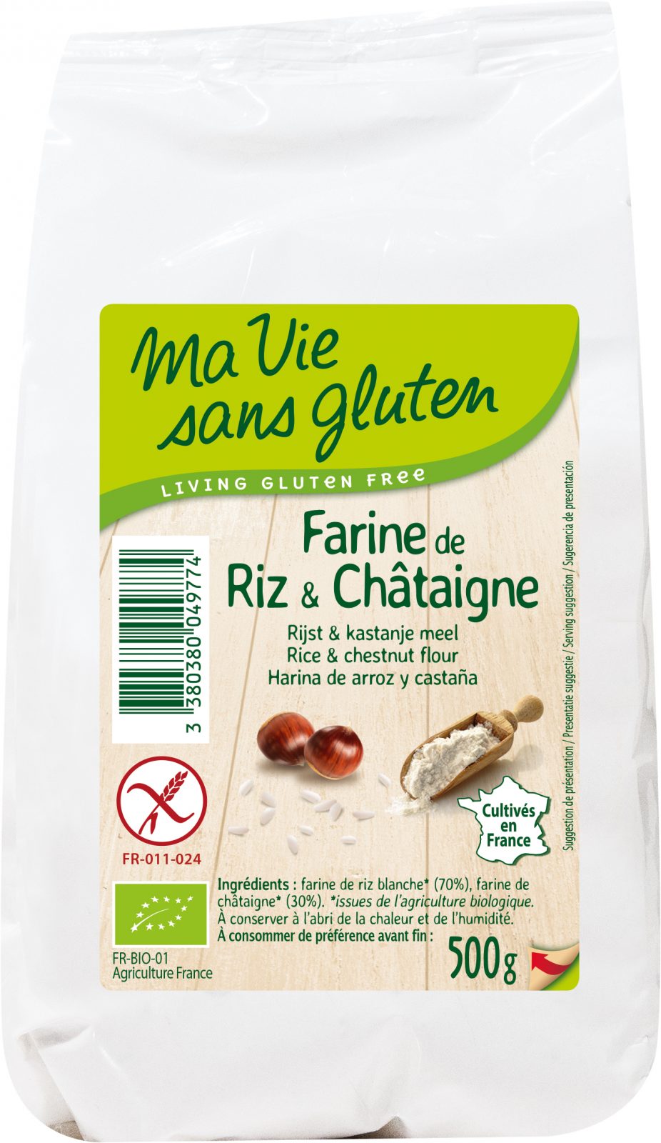 Ma vie sans gluten - Farines sans gluten - Farine de riz & châtaigne 500 g