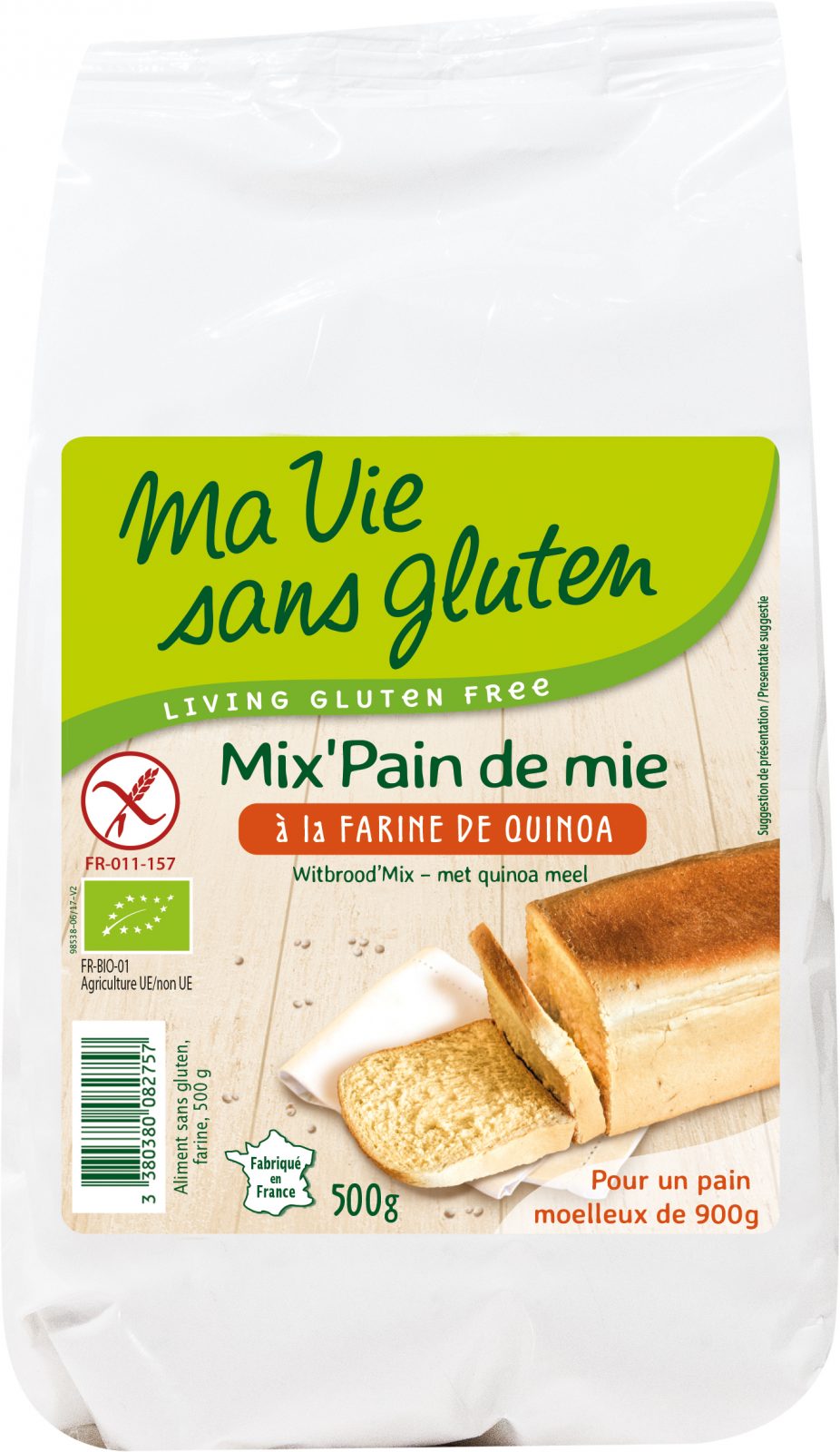 Ma Vie sans gluten - Aides à la panification & pâtisserie - Mix'Pain de mie à la farine de Quinoa