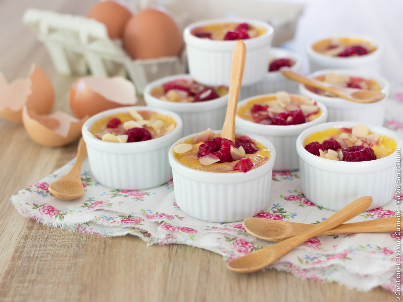 Recette sans gluten : Petites crèmes aux framboises