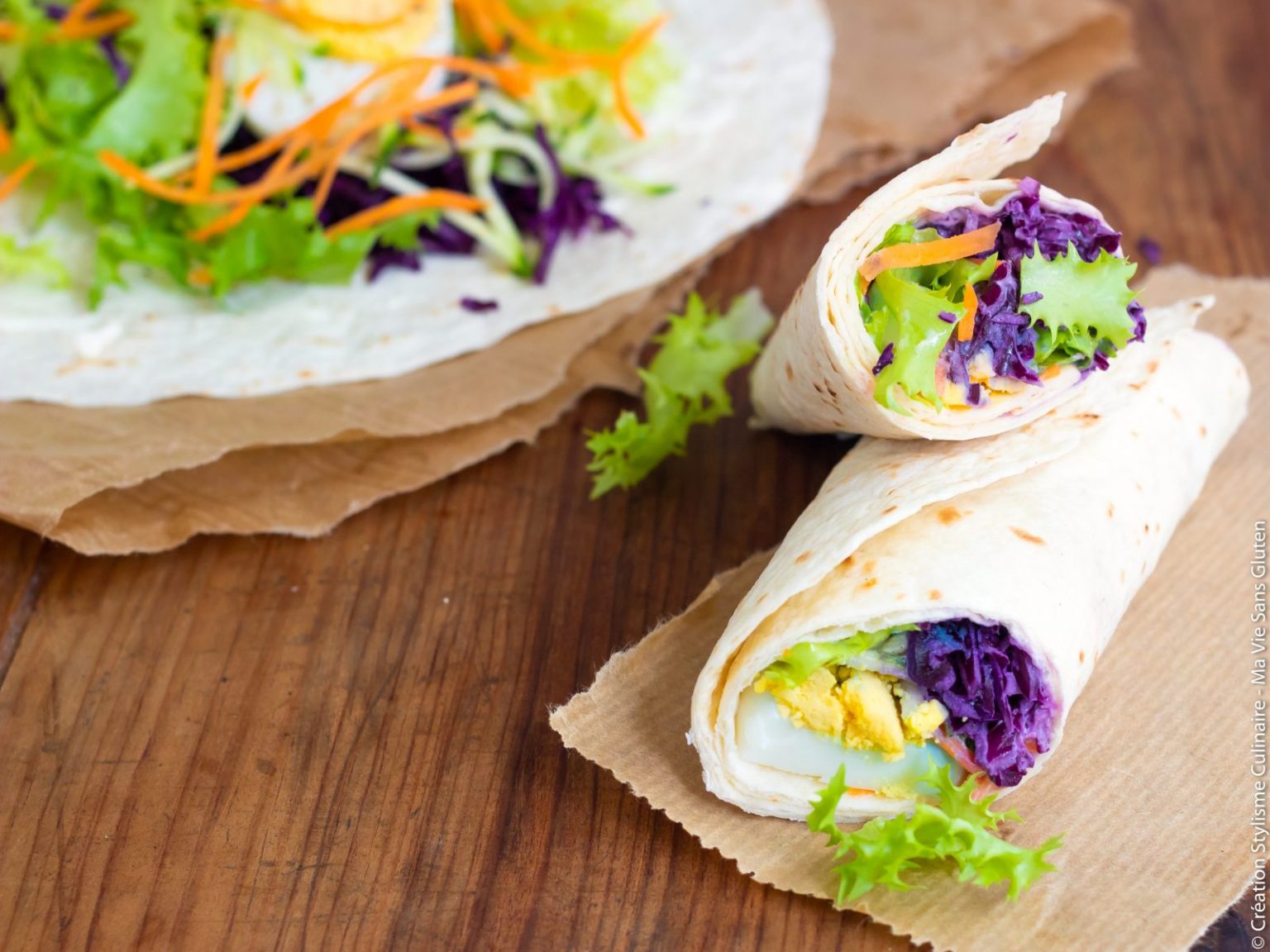 Wrap sans gluten de légumes et oeufs Ma Vie Sans Gluten