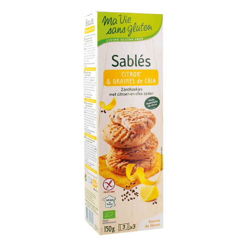 Ma vie sans gluten - Biscuits - Sablés citron et graines de chia - 150g