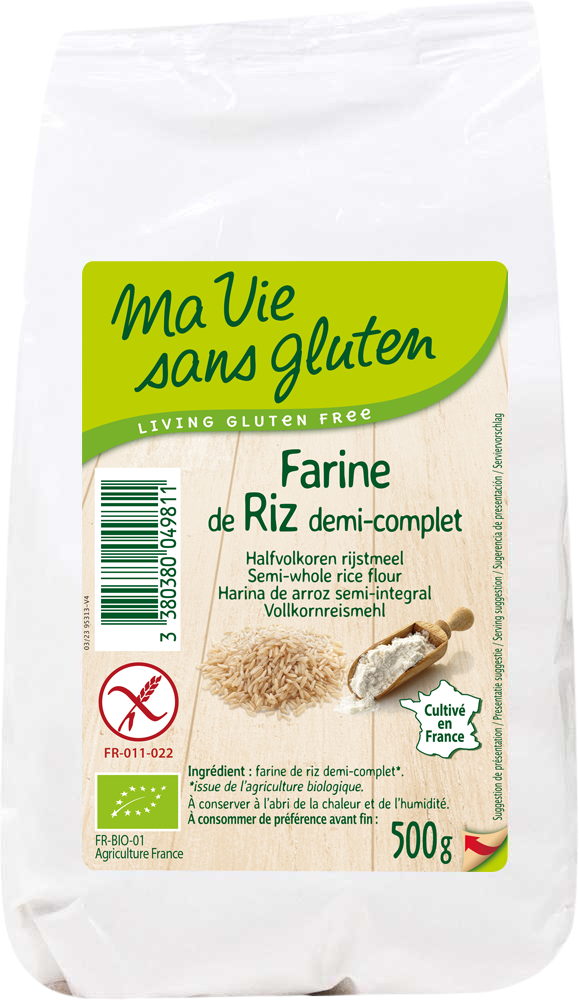 Ma vie sans gluten – Farines – Farine de riz demi-complet 500 g - Ma Vie  Sans Gluten
